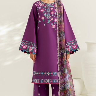 3 Piece | Farasha by Baroque | Thread Lines Embroidered | Violet Spring