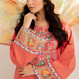 3 Piece | Farasha by Baroque | Thread Lines Embroidered | Suncharm Glow