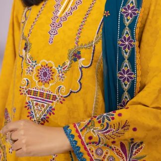 Sapphire | 3 Piece – Embroidered Self Jacquard Suit